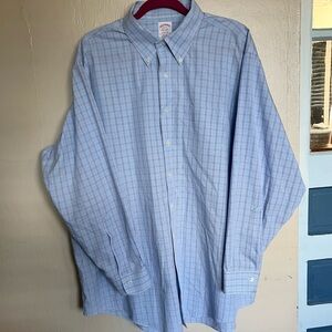 Brooks Brothers light blue Madison supima cotton plaid button down shirt